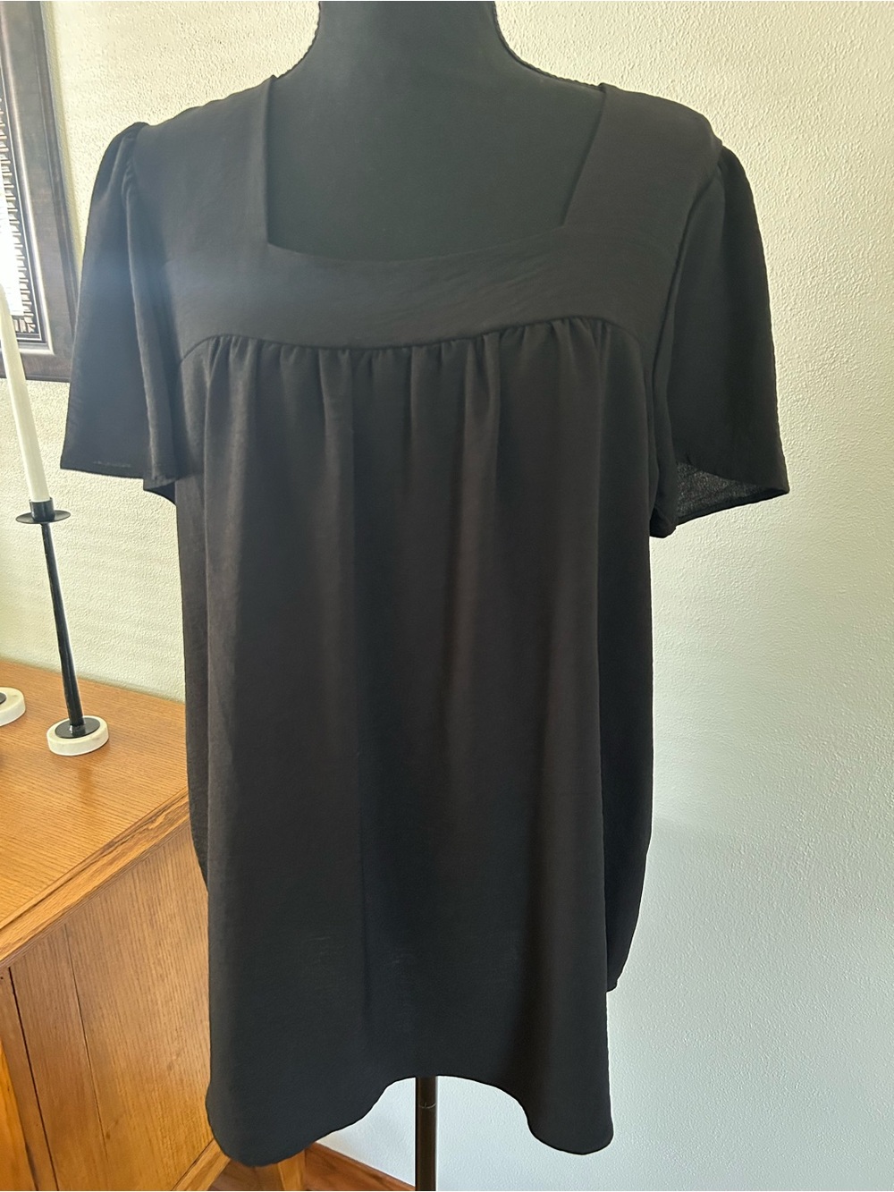 Classic Black Square-Neck Womens Top